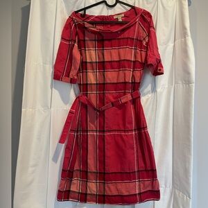 Burberry Brit Women’s Boysenberry Check Crinkle Cotton Kristie Dress Size 4